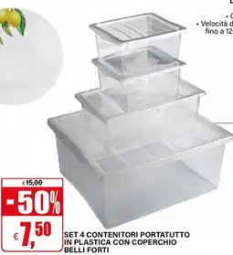 Il Gigante Set 4 contenitori portatutto in plastica con coperchio belli forti offerta