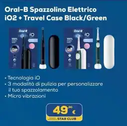 Euronics Oral-B Spazzolino Elettrico iO2 + Travel Case Black/Green offerta