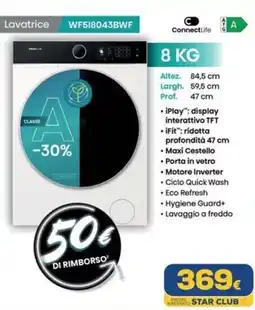 Euronics Hisense Lavatrice WF518043BWF offerta