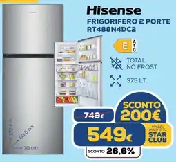 Euronics Hisense FRIGORIFERO 2 PORTE RT488N4DC2 offerta
