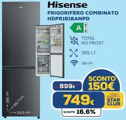 Euronics Hisense FRIGORIFERO COMBINATO HDPR1618ANPD offerta