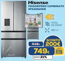 Euronics Hisense FRIGORIFERO COMBINATO RF540N4WIE offerta