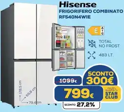 Euronics Hisense FRIGORIFERO COMBINATO RF540N4WIE offerta