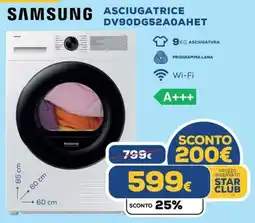 Euronics SAMSUNG ASCIUGATRICE DV90DG52A0AHET offerta
