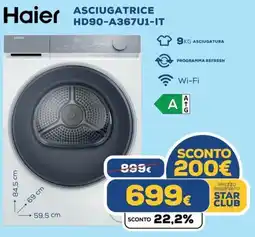 Euronics Haier ASCIUGATRICE HD90-A367U1-IT offerta