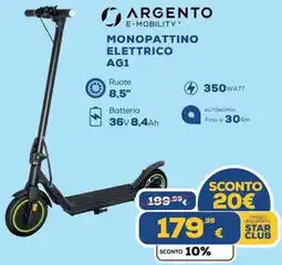Euronics ARGENTO E-MOBILITY MONOPATTINO ELETTRICO AG1 offerta