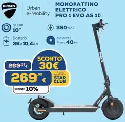 Euronics DUCATI MONOPATTINO ELETTRICO PRO 1 EVO AS 10 offerta