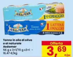 Eurospar Tonno in olio di oliva o al naturale Asdomar offerta