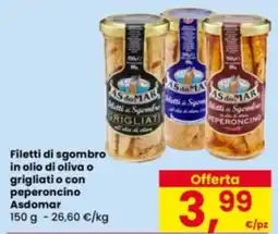 Eurospar Filetti di sgombro in olio di oliva o grigliati o con peperoncino Asdomar offerta