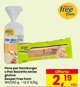 Eurospar Pane per Hamburger o Pan Bauletto senza glutine Despar Free from offerta