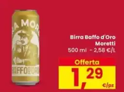 Eurospar Birra Baffo d'Oro Moretti offerta