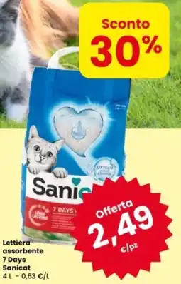 Eurospar Lettiera assorbente 7 Days Sanicat offerta