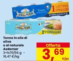 Despar Tonno in olio di oliva o al naturale Asdomar offerta
