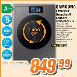 Golino Service SAMSUNG LAVATRICE Bespoke Al Laundry WF90F09C4SU3 offerta