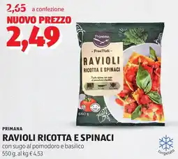 ALDI Primana ravioli ricotta e spinaci offerta
