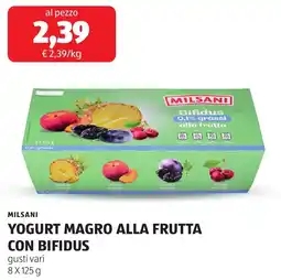 ALDI Milsani yogurt magro alla frutta con bifidus offerta