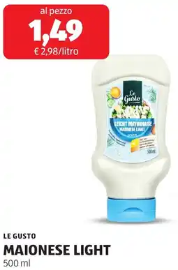 ALDI Le gusto maionese light offerta