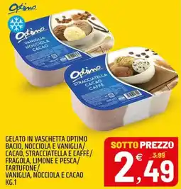 Ard Discount Gelato in vaschetta optimo bacio, nocciola e vaniglia/ cacao, stracciatella e caffè/ fragola offerta