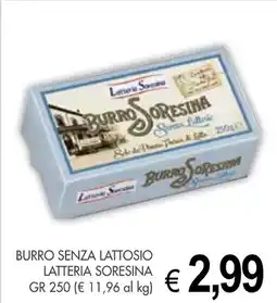 PrestoFresco Burro senza lattosio LATTERIA SORESINA offerta