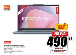 MediaWorld Lenovo Notebook IdeaPad Slim 3 offerta