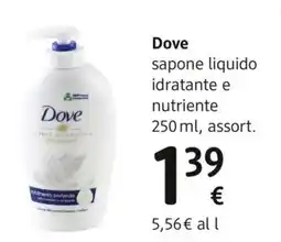 dm drogerie markt Dove sapone liquido idratante e nutriente offerta