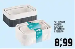 Ard Discount Set 3 porta oggetti kasaviva in bamboo e tessuto offerta