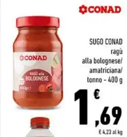 Conad Sugo conad ragù alla bolognese/ amatriciana/ tonno offerta