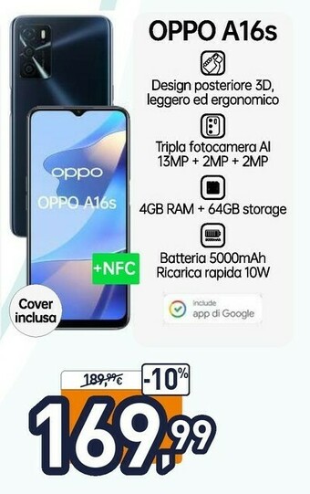 Unieuro A16s 16,6 cm (6.52") doppia sim android 11 4g usb tipo-c 4 gb 64 gb 5000 mah nero offerta