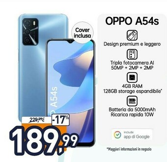 Unieuro A54s 16,5 cm (6.5") doppia sim android 11 4g usb tipo-c 4 gb 128 gb 5000 mah blu offerta