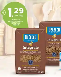 Extra Supermercati Dececco pasta di semola integrale offerta