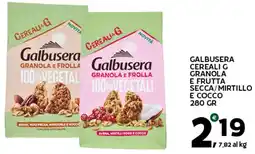 Extra Supermercati Galbusera cereali g granola e frutta secca/mirtillo e cocco offerta