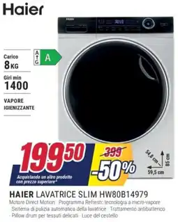 Trony HAIER LAVATRICE SLIM HW80B14979 offerta