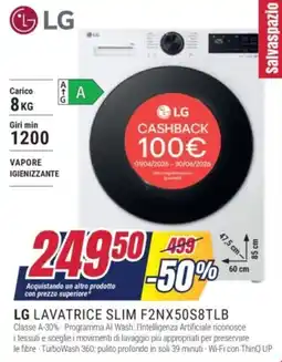 Trony LG LAVATRICE SLIM F2NX50S8TLB offerta