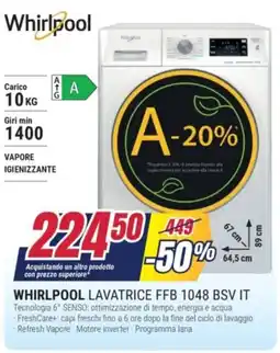 Trony WHIRLPOOL LAVATRICE FFB 1048 BSV IT offerta