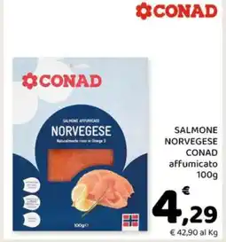 Conad SALMONE NORVEGESE CONAD affumicato 100g offerta