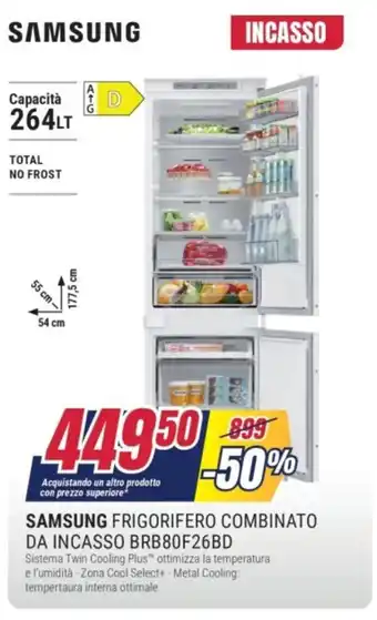 SAMSUNG FRIGORIFERO COMBINATO DA INCASSO BRB80F26BD