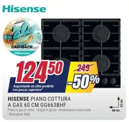 Trony HISENSE PIANO COTTURA A GAS 60 CM GG663BHF offerta
