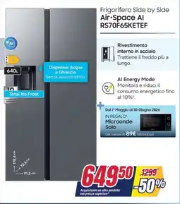 Trony SAMSUNG Frigorifero Side by Side Air-Space Al RS70F65KETEF offerta