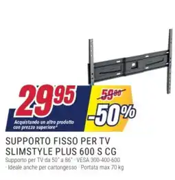 Trony Meliconi supporto fisso per tv slimstyle plus 600 S CG offerta