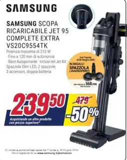 Trony SAMSUNG SCOPA RICARICABILE JET 95 COMPLETE EXTRA VS20C9554TK offerta