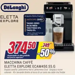 Trony DeLonghi MACCHINA CAFFÈ ELETTA EXPLORE ECAM450.55.G offerta