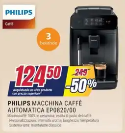 Trony PHILIPS MACCHINA CAFFÈ AUTOMATICA EP0820/00 offerta