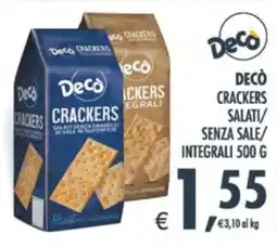 Deco Supermercati Decò crackers salati senza sale/ integrali offerta