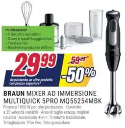 Trony BRAUN MIXER AD IMMERSIONE MULTIQUICK 5PRO MQ55254MBK offerta