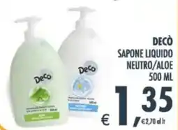 Deco Supermercati Decò sapone liquido neutro/aloe offerta