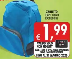 Deco Supermercati Zainetto tempo libero richiudibile offerta