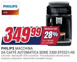 Trony PHILIPS MACCHINA DA CAFFÈ AUTOMATICA SERIE 3300 EP3321/40 offerta