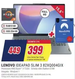 Trony LENOVO IDEAPAD SLIM 3 82XQ004GIX offerta