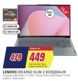 Trony LENOVO IDEAPAD SLIM 3 82XQ004JIX offerta