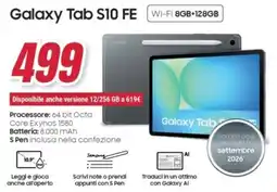 Trony Galaxy Tab S10 FE WI-FI 8GB+128GB offerta